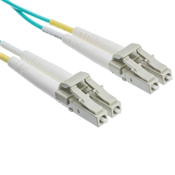 WholesaleCables.com LCLC-31001 1meter 3.3ft 10 Gigabit Aqua Fiber Optic Cable LC / LC Multimode Duplex 50/125