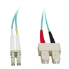 WholesaleCables.com LCSC-31005 5meter 16.5ft 10 Gigabit Aqua Fiber Optic Cable LC / SC Multimode Duplex 50/125