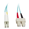 WholesaleCables.com LCSC-31010 10meter 33ft 10 Gigabit Aqua Fiber Optic Cable LC / SC Multimode Duplex 50/125