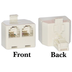 PA-6P4C-ST Phone Splitter (Straight), RJ11 6P4C Male to 2 RJ11 6P4C Female