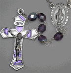 Amethyst Glass Rosary with Stain Glass Crucifix