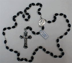 Black Rosary with Stain Glass Crucifix