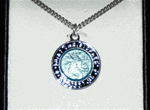 Saint Christopher Black and Blue Enamel, Sterling Silver Medal