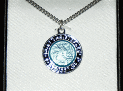 Saint Christopher Black and Blue Enamel, Sterling Silver Medal