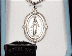 Sterling Silver Miraculous Medal with a 18 Inch Chain