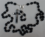 Black Wooden Rosary with Black Wood Crucifix