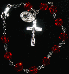 Ruby Austrian Crystal Rosary Bracelet