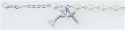 Imitation Pearl Heart Rosary Bracelet