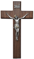 10" Walnut Tutone Crucifix- Texas Catholic Superstore