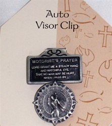 Saint Christopher Auto Visor Clip with Prayer