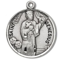 Saint Genesius Sterling Silver Medal