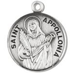 Saint Apollonia Sterling Silver Medal