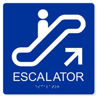 ADA Escalator Up Sign - 8X8"