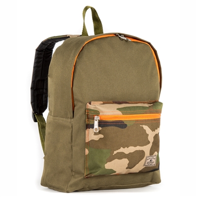 #1045CB-OLIVE/CAMO Wholesale Basic Color Block Backpack - Case of 30 Backpacks