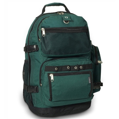 #3045R-DARK GREEN Wholesale Oversized Deluxe Backpack - Case of 20 Backpacks