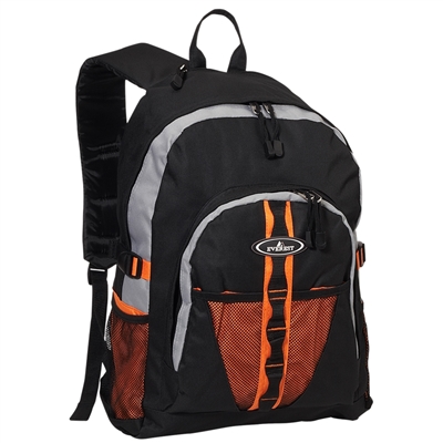 #3045W-ORANGE/GRAY/BLACK Wholesale Large Storage Backpack - Case of 30 Backpacks