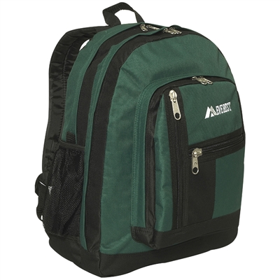 #5045-DARK GREEN Wholesale Double Main Compartment Backpack - Case of 30 Backpacks