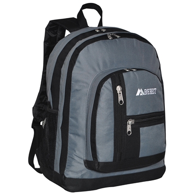 #5045-DARK GRAY Wholesale Double Main Compartment Backpack - Case of 30 Backpacks