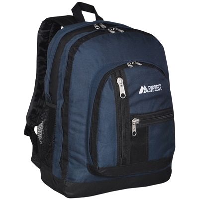 #5045-NAVY Wholesale Double Main Compartment Backpack - Case of 30 Backpacks