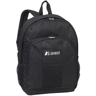 #BP2072-BLACK Wholesale Backpack with Front & Side Pockets - Case of 30 Backpacks