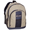 #BP2072-KHAKI/NAVY Wholesale Backpack with Front & Side Pockets - Case of 30 Backpacks