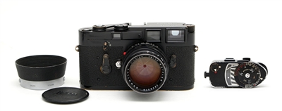 (SOLD) Very Rare Black Paint Leica M3 Camera Body, 50mm f1.4 Summilux Lens, MR Meter