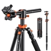 K&F CONCEPT (T255A4+BH-36L) 67â€/1.7m Aluminum Video Camera Tripod Transverse Center Column 35lbs/16KG Load Capacity Portable Monopod with 36mm Ball Head