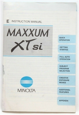 Excellent Minolta Maxxum XTSI Instruction Manual #P4802