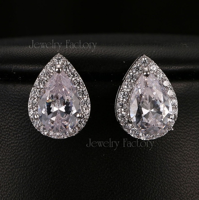 Pear Cut Cubic Zircon Stud Earrings