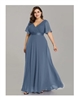 ARI | Chiffon A-Line Evening Gown with Double V Neck