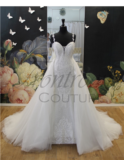 ARIEL | Metallic Mermaid Wedding Dress with Deep V and Detachable Train