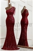 BLAIR | Sequin One Shoulder Fit and Flare Gown with Beading