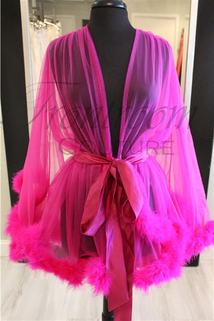 Marabou Feather Sheer Robe-Short