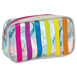 Iscream Iridescent Striped Small Cosmetic Bag