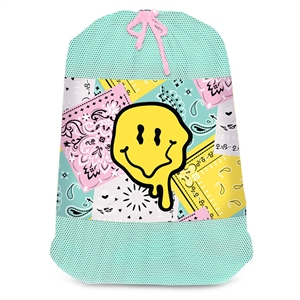 Wavy Text Print Mesh Sock Bag