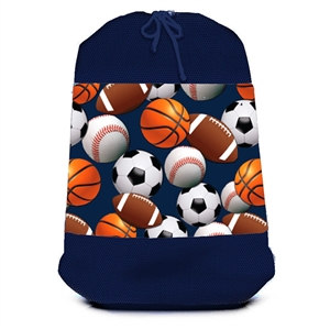 Navy Sports Mesh Laundry Bag