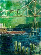 Boat & Bridge, Green Piling