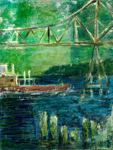 Boat & Bridge, Green Piling