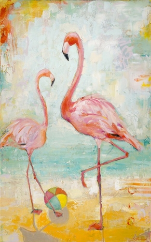 Beachball flamingos