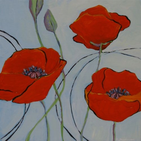 Sky Blue with Poppies