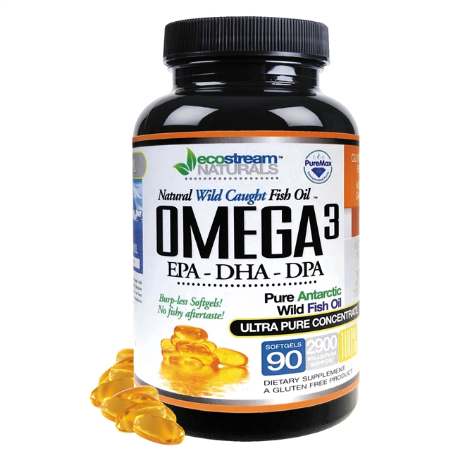 Omega 3 Natural Wild Caught Fish Oil DPA Supplement - 2,900 Milligrams Triple Strength Ultra Pure Concentrated, EPA-DPA-DHA, Soft-Gels