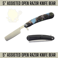 AO343 7369BR Bear 5" Assisted Open Razor Knife