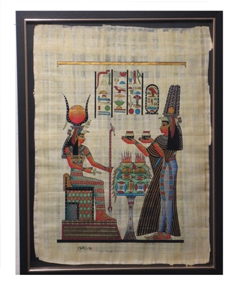 Nefertari brings offerings to Isis Framed Papyrus #16