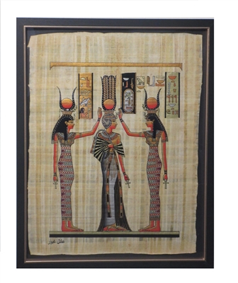 Nefertari blessed by Isis and Hathor Framed Papyrus #2