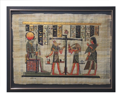 Weighing of heart before Ra by Anubus and Thoth Framed Papyrus #23