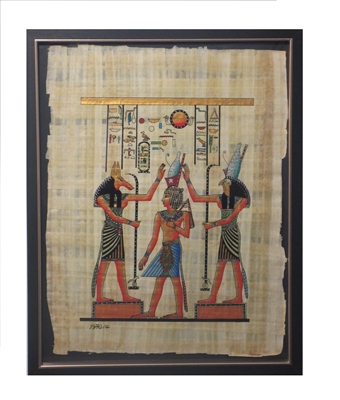 Seth and Horus attending to Hatum in Pshent Framed Papyrus #4