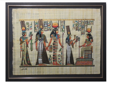 Nefertari presented by Isis to Hathor Framed Papyrus #46
