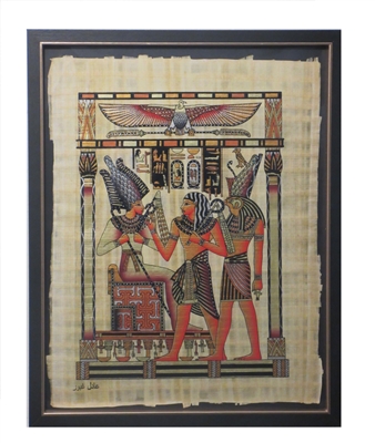 Hourmoheb stands before Osiris and Horus Framed Papyrus #8