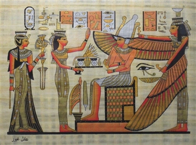 #44 Nefertiti and Isis before Osiris and Winged Nephthys Papyrus