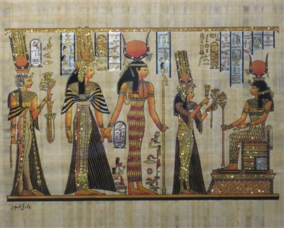 #47 Nefertari presented by Isis to Hathor Glitter Papyrus